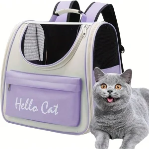 Breathable And Convenient Pet Backpack, Stylish Backpack For Cats And Small Dogs During Outdoor Picnic And Camping Purple