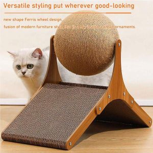 1pc Giant Ferris Wheel Cat Scratching Board, Vertical Cat Scratching Ball, Durable Non-Shedding, Large Size Scratch Pad, Self-Amusing Cat Toy Brown