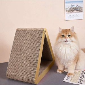 1-Piece Set Of Foldable Triangular Cat Claw Rods With 6-Sided Corrugated Paper Material, Vertical Durable Cat Claw Board, Corrugated Cat Claw Grinding Toy, Suitable For Indoor Cats Multicolor