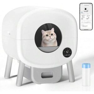 Self-Cleaning Cat Litter Box, 76L/13L Large Capacity, Automatic For Multiple Cats, Smart App Control, Safety Protection, Includes Garbage Bag, Matte White White