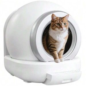 White Automatic Self Cleaning Cat Litter Box With App Remote Control, Odor Removal, Low Noise White