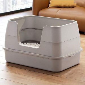 Extra Large Cat Litter Box With High Sides, Easy-Clean, Splash-Resistant Design For Ultimate Comfort, Keeps Home Neat And Tidy Grey