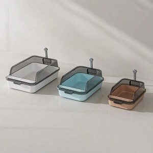 New Removable Semi-Enclosed Cat Litter Box, Multiple Colors And Sizes Available, Litter Scoop Included Multicolor