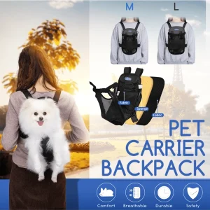 2 Pack Pet Dog Cat Carrier Backpack For Outside Walking Travel Trip, Adjustable Pet Front Carrier Bag Legs Out Easy-Fit Pet Travel Backpack For Hands-Free Travel Hiking Camping For Small Medium Large Dog Cat Puppies Doggie Kitten Rabbit Black