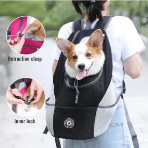 Pet Dog Carrier Carrier For Dogs Backpack Out Double Shoulder Portable Travel Outdoor Carrier Bag Mesh Black