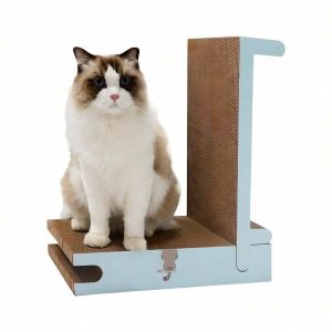 L-Shaped Cat Scratcher Board Combo - Durable, Scratch-Resistant Corrugated Cardboard, High-Density, Non-Shedding, Customizable Cat Claw Sharpening Toy Blue