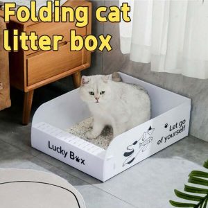 1pc Portable Cat Litter Box, Open Design Disposable Litter Tray, Spill-Proof Cat Toilet, For Car Use White