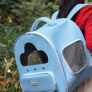 1pc Pet Carrier Backpack, Large Capacity Breathable Portable Pet Bag Suitable For Cats And Dogs, Hand-Held And Shoulder Design Blue