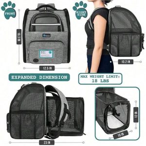 Pet Backpack Cat Carrier Backpack Dog Backpack Carrier For Small Dogs Gray